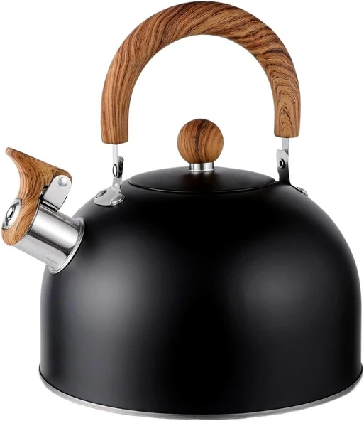 Valkyrie 3L Düdüklü Kettle Su Isıtıcı Çaydanlık Paslanmaz Çelik Yüksek Islıklı Siyah ürün görseli 1