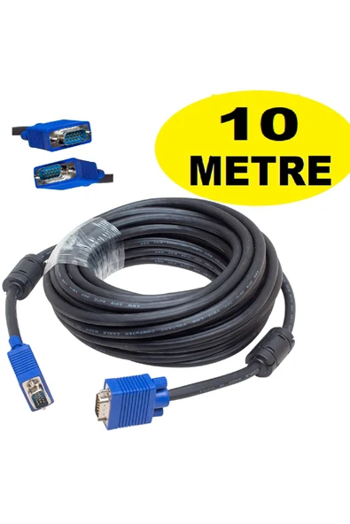 Hubstein 10 Metre VGA Kablo Lcd Monitör Projeksiyon Bağlantı Kablosu - Çift Filtreli Wga 15 PIN-A04 ürün görseli 1