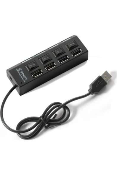 Wozlo Anahtarlı Işıklı On Off Düğmeli 4 Port Çoklayıcı Aynı Anda Farklı Bileşen Bağlama Usb Çoklayıcı-A10 ürün görseli 1