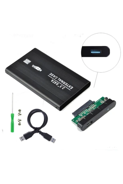 WOZLO 2.5 Hdd Kutusu Usb 3.0 Hardisk Kutusu Metal Gövde Harici Kutu - Siyah - A16 ürün görseli 1