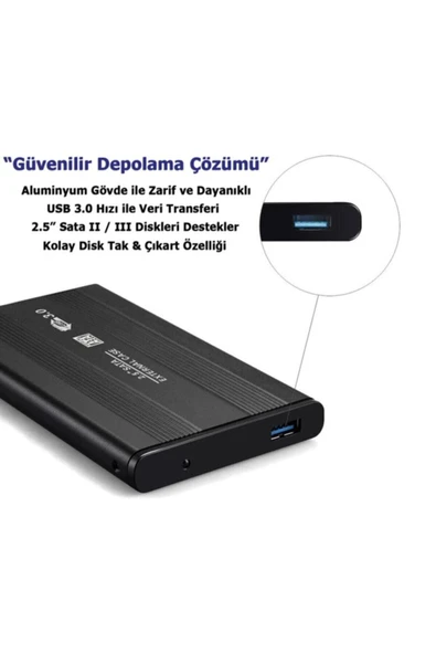 WOZLO 2.5 Sata Hdd Usb 3.0 Harddisk Kutu - Aluminyum Gövde-A16 ürün görseli 1