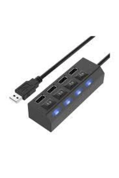 Wozlo 4 Port Usb Hub 2.0 Çoklayıcı Anahtarlı Işıklı Çoğaltıcı Switch-A10 ürün görseli 1