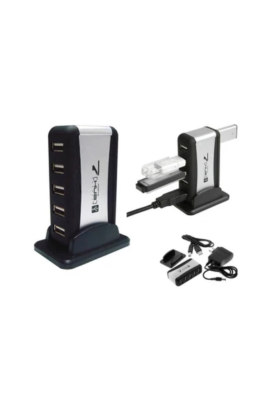 WOZLO 7 Port Usb Çoklayıcı Usb Hub Çoğaltıcı - Adaptörlü Pc Notebook-A11 ürün görseli 1