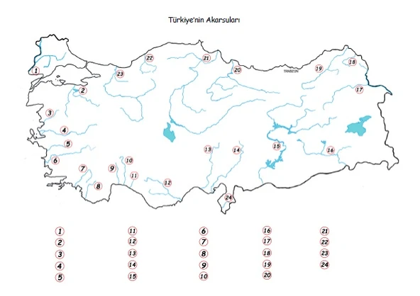 a3 boy  dilsiz türkiyenin akarsuları haritası  renksiz 10 adet ürün görseli 1
