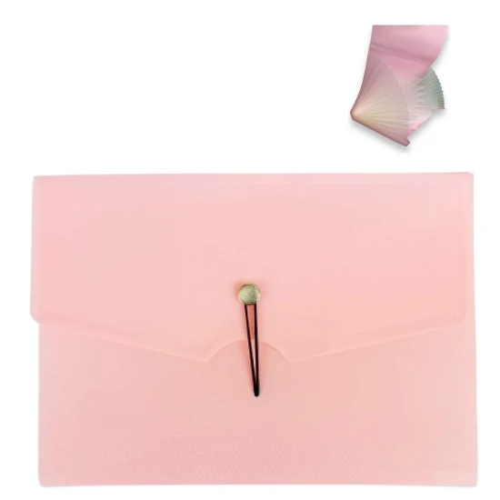 lastikli a4 boy 13 bölmeli körüklü dosya fihrist ayraçlı pastel  pudra pembe ürün görseli 1