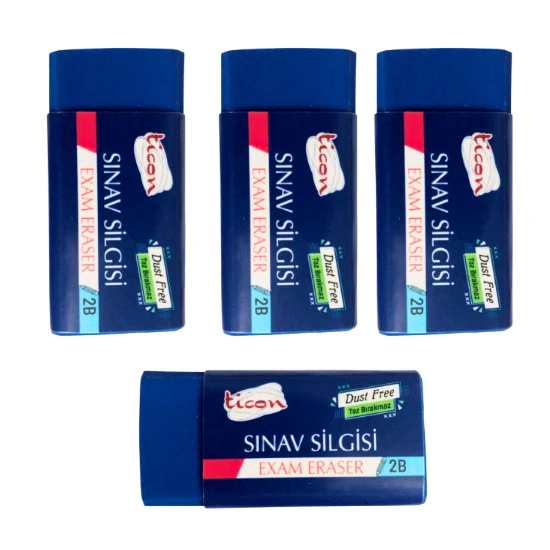 2b sınav silgisi 4 adet xxx dust free ticon toz bırakmaz ürün görseli 1