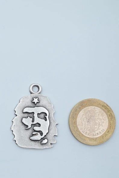 Che Guevara Kolye Gümüş Kaplama Örme Zincir Kolye - Resim 4