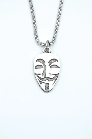 V For Vendetta Gümüş Kaplama Örme Zincir Kolye ürün görseli 1