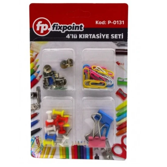 ataş,raptiye,maşa clips ve harita çivisi 4 lü set ürün görseli 1