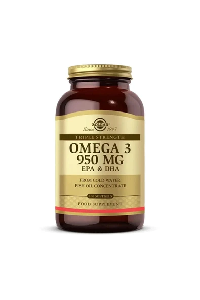 Solgar Omega 3 950 mg 100 Yumuşak Jelatinli Kapsül ürün görseli 1