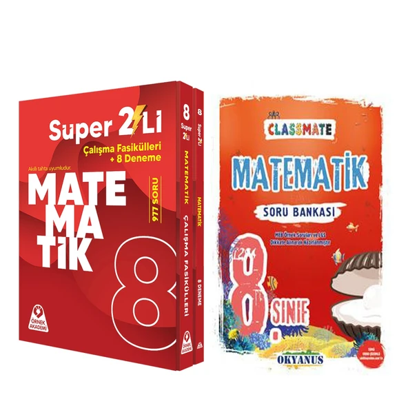Örnek Akademi 8. Sınıf Süper İkili Matematik Seti ve Okyanus Clasmate Soru Bankası Seti 2 Kitap ürün görseli 1