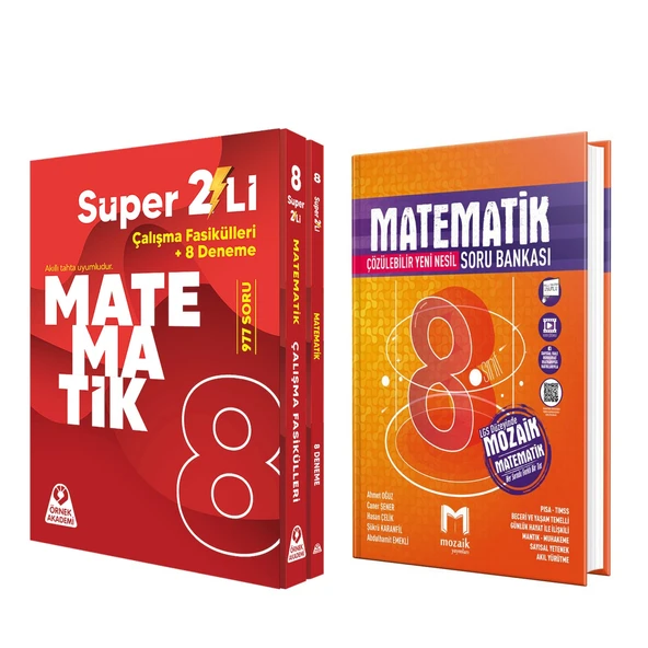 Örnek Akademi 8. Sınıf Süper İkili Matematik Seti ve Mozaik Matematik Soru Bankası Seti 2 Kitap ürün görseli 1