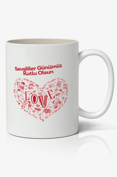 Sevgililer Günümüz Kutlu Olsun Baskılı Kupa Bardak Mod5 ürün görseli 1