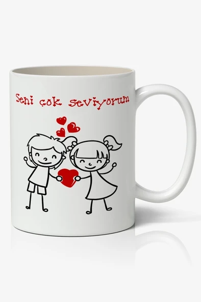 Sevgiliye Özel Seni Çok Seviyorum Baskılı Kupa Bardak Kahve Kupa Bardak Mod3 ürün görseli 1