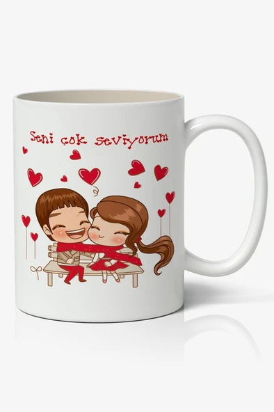 Sevgiliye Özel Seni Çok Seviyorum Baskılı Kupa Bardak Kahve Kupa Bardak Mod2 ürün görseli 1