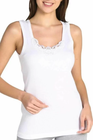 6 lı Paket Battal Beden Sedef Yıldız Bayan Geniş Askı Güpürlü Atlet 1019 ürün görseli 1