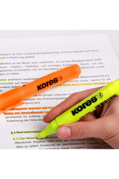 KORES FOSFORLU KALEM HIGH LINER PLUS SARI - Resim 3