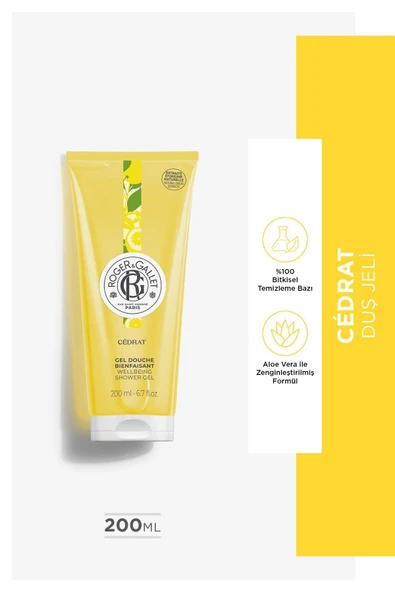 ROGER&GALLET Cedrat Aloe Vera, Kakule, Fesleğen, Citron Özlü, Canlandırıcı, Bitkisel, Nemlendirici Duş Jeli 200ml ürün görseli 1