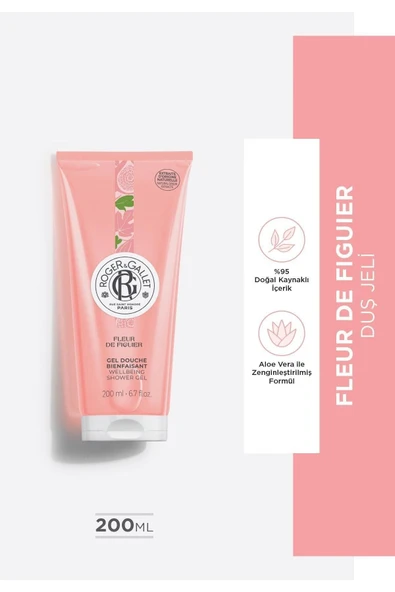 ROGER&GALLET Fleur De Figuier Aloe Vera Greyfurt Incir Özü Canlandırıcı Bitkisel Nemlendirici Duş Jeli 200ml ürün görseli 1