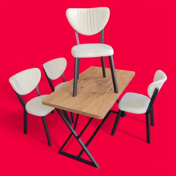 Z Modern Çam Masa Takımı(4 Sandalye 1 Masa) ürün görseli 1