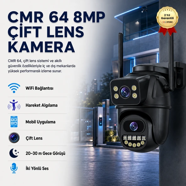 CMR64 Kablosuz güvenlik IP kamera 4K 8MP HD çift Lens Hareket Algılayıcı Akıllı Sensörlü Güvenlik Kamerası ürün görseli 1