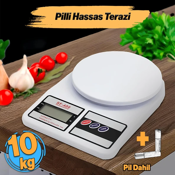Plastik Dijital Hassas Terazi LCD Ekran Pilli Maksimum 10 kg Tartım Mutfak Tartısı Ölçüm Pil Dahil ürün görseli 1