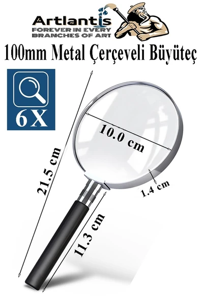 Metal Büyüteç 100 mm 1 Adet 6x Plastik Sap Çerçeveli 10 cm Büyüteç Merçek Okul Büro Ofis Krom Kaplama Büyüteç ürün görseli 1