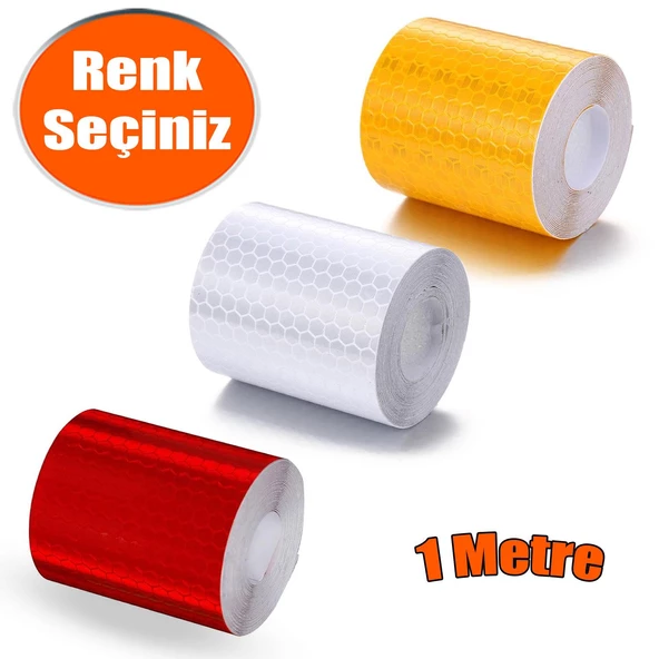 Reflektörlü Reflektif Fosforlu Şerit Bant Petekli Reflekte İkaz Bandı 1 METRE ürün görseli 1