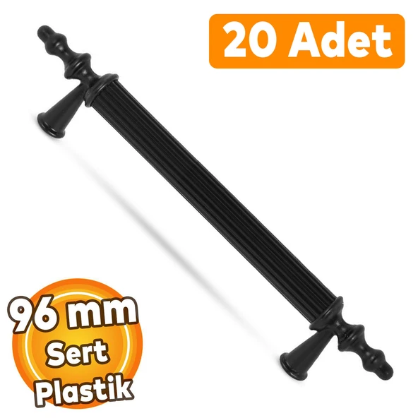 (SERT PLASTİK) 20 Adet Polavit 96 Mm Siyah Mobilya Mutfak Çekmece Dolap Dolabı Kulpu Kulbu Kulpları ürün görseli 1