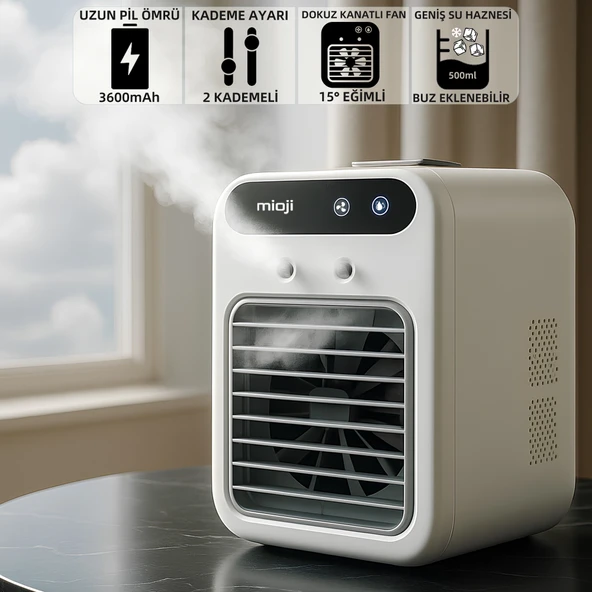 Mioji AC4 3600mAh Taşınabilir Buharlı Buzlu Nemlendirici Hava Soğutucu Vantilatör Fan ürün görseli 1