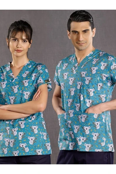Koala Tek Üst Likralı Desenli Greys Forma (%100 Cotton Likra Kumaş) ürün görseli 1