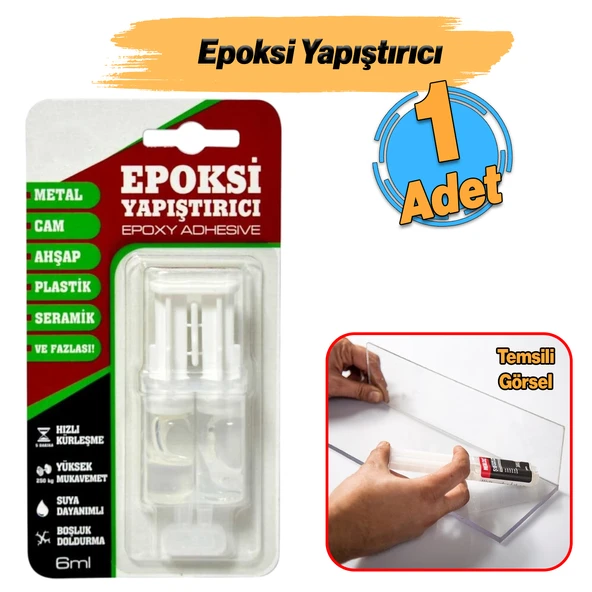Hızlı Kuruyan Epoksi Yapıştırıcı 6 ml Güçlü Genel Amaçlı Yapışma Metal Plastik Seramik Cam Kullanım ürün görseli 1