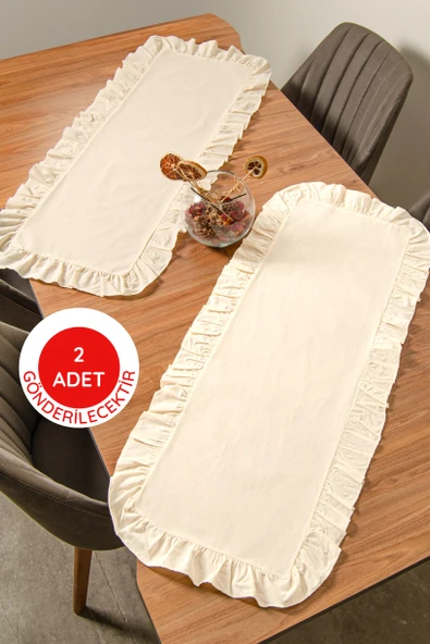 Keten | 2 Adet Fırfırlı Runner 40 x 110 Cm - ZTRUNNER2 ürün görseli 1