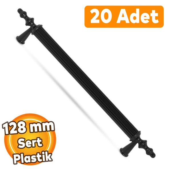 (SERT PLASTİK) 20 Adet Polavit 128 Mm Siyah Mobilya Mutfak Çekmece Dolap Dolabı Kulpu Kulbu Kulpları ürün görseli 1