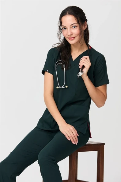 Ultralycra Spaniard - Likralı Doktor Hemşire Forma Takımı Scrubs Üniforma Cerrahi Takım (KADIN) ürün görseli 1