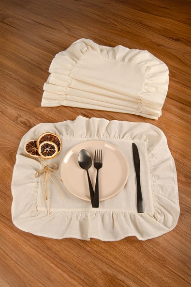 Keten | 6'lı Fırfırlı Dikdörtgen Amerikan Servisi 35 x 40 Cm - ZTASD6 ürün görseli 1