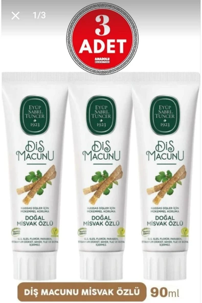 Eyüp Sabri Tuncer Diş Macunu Misvak Özlü 90 ml 3 ADET ürün görseli 1