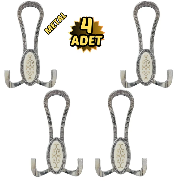 Krom Desenli Vestiyer Portmanto 4 Adet Askılık Metal ürün görseli 1