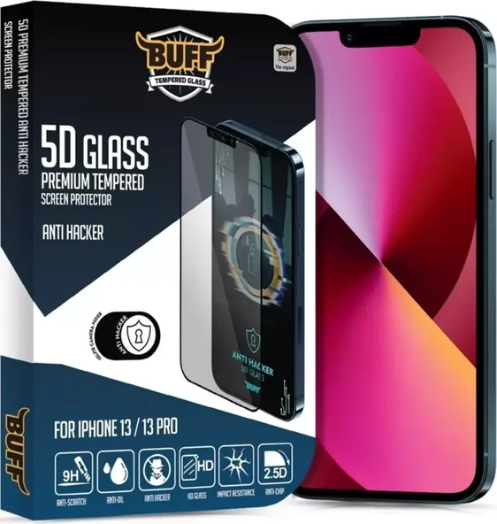 Buff Labs Buff Iphone 13/13 Pro 5D Uyumlu Glass Anti Hacker Ekran Koruyucu ürün görseli 1