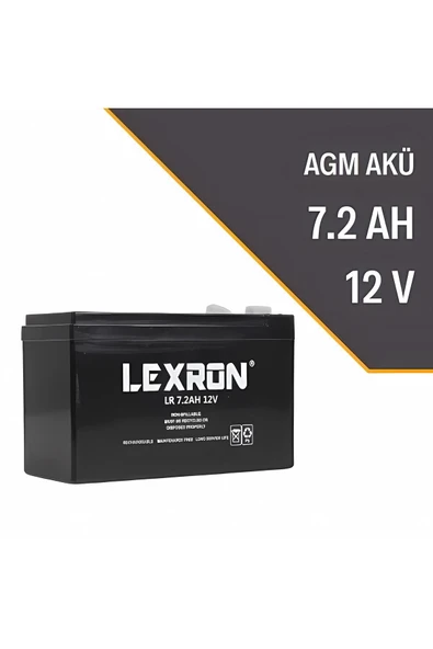 Lexron 7.2A - 12V  Kuru Tip Akü (Agm Akü) ürün görseli 1
