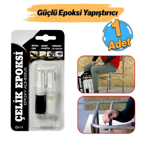 Güçlü Çelik Epoksi Yapıştırıcı 6 ml Metal Plastik Seramik Cam Çelik yalıtım Onarma Doldurma 1 Adet ürün görseli 1