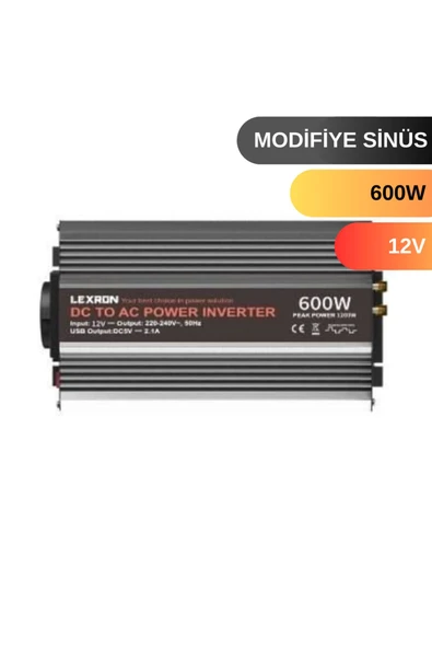 Lexron 600 W Watt 12V Modifiye Sinus Inverter ürün görseli 1