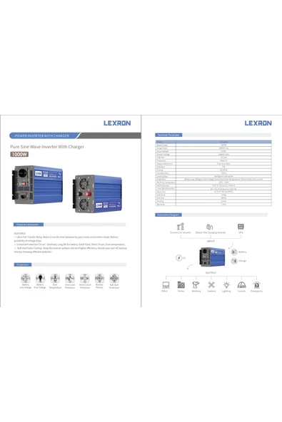 Lexron 1000W 12V Tam Sinüs Inverter (Ups) - Resim 2
