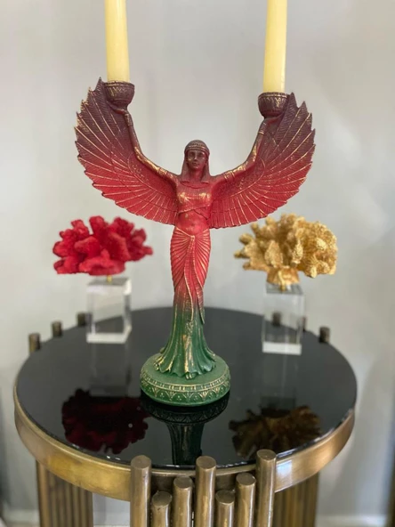 İsis melek kanadı şamdan biblo Renkli - Resim 3