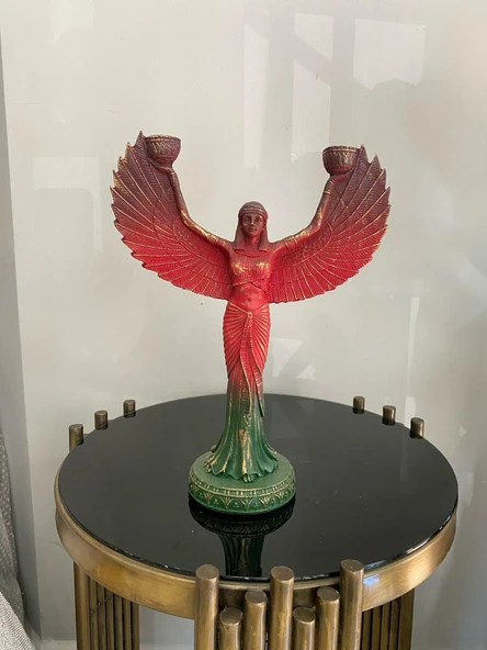 İsis melek kanadı şamdan biblo Renkli - Resim 2