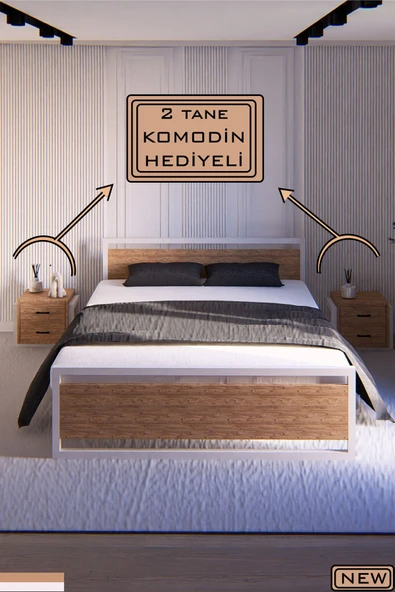 Fahrettin Küçük VİOLA Çift Kişilik Ortopedik Tam Destekli Metal Karyola, Çift Kişilik Ferforje Karyola, 160x200 Cm ürün görseli 1