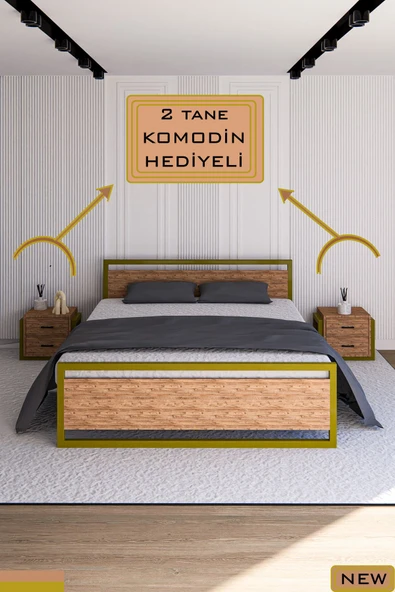 Fahrettin Küçük VİOLA Çift Kişilik Ortopedik Tam Destekli Metal Karyola, Çift Kişilik Ferforje Karyola, 160x200 Cm ürün görseli 1