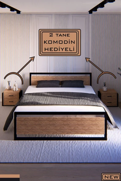 Fahrettin Küçük VİOLA Çift Kişilik Ortopedik Tam Destekli Metal Karyola, Çift Kişilik Ferforje Karyola, 160x200 Cm ürün görseli 1