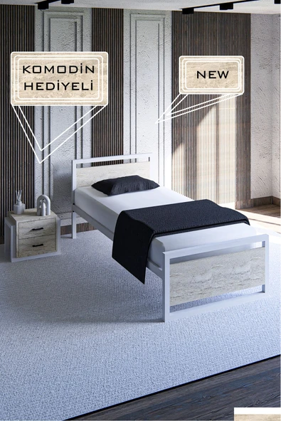 Fahrettin Küçük COMO Tek Kişilik Ortopedik Tam Destekli Metal Karyola, Tek Kişilik Ferforje Karyola, 90x200 Cm ürün görseli 1