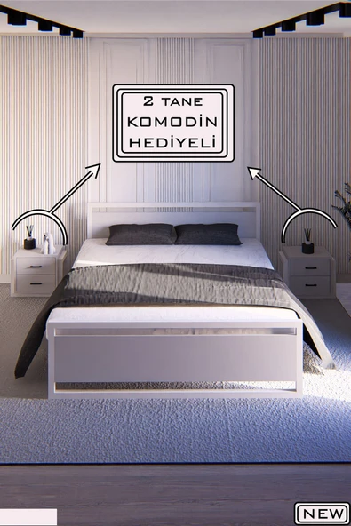 Fahrettin Küçük VİOLA Çift Kişilik Ortopedik Tam Destekli Metal Karyola, Çift Kişilik Ferforje Karyola, 160x200 Cm ürün görseli 1
